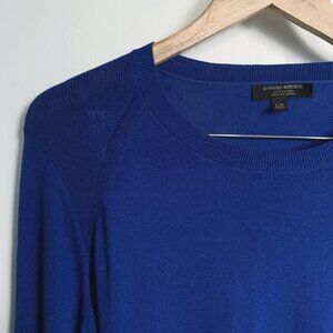 Banana Republic Silk Cotton Crew-Neck Sweater Royal Bue